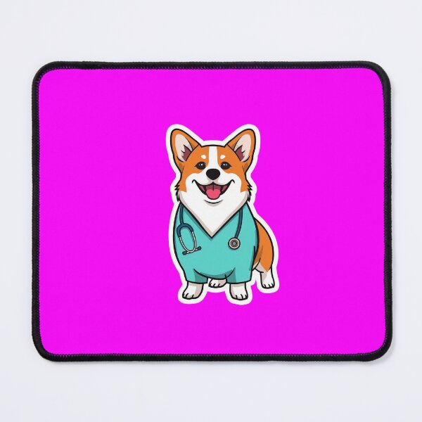 Item preview, Cute Corgi Nurse Wearing Blue Medical Scrubs designed and sold by Canine Cosmos.