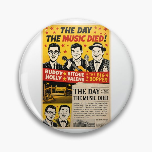 Item preview, The Day the Music Died 1959 Poster, Buddy Holly Ritchie Valens Big Bopper Tribute, Vintage 1950s Rock and Roll Newspaper Headline Wall Art designed and sold by TerScott.