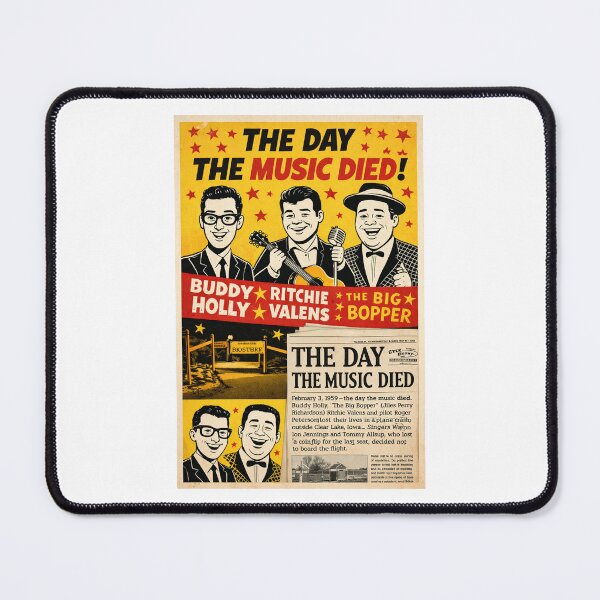 Item preview, The Day the Music Died 1959 Poster, Buddy Holly Ritchie Valens Big Bopper Tribute, Vintage 1950s Rock and Roll Newspaper Headline Wall Art designed and sold by TerScott.