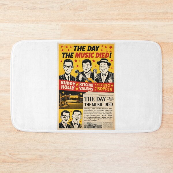 Item preview, The Day the Music Died 1959 Poster, Buddy Holly Ritchie Valens Big Bopper Tribute, Vintage 1950s Rock and Roll Newspaper Headline Wall Art designed and sold by TerScott.