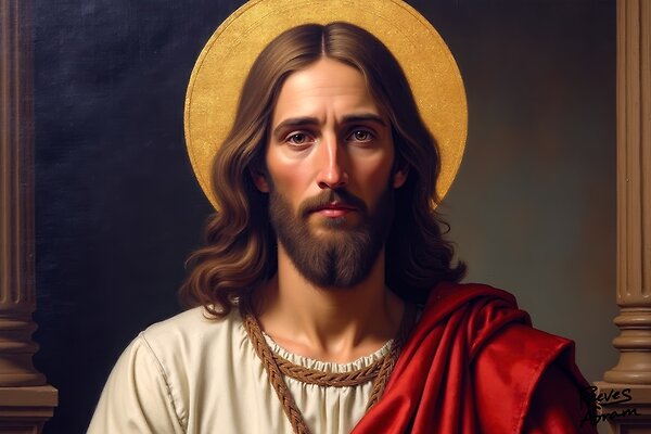 Jesus Christ with Golden Halo - Inspired by Renaissance Sacred Art