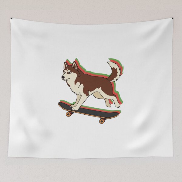 Item preview, Skateboarding Dog Cute Cartoon Retro Rainbow Outline Illustration designed and sold by JEFDodsonArt.