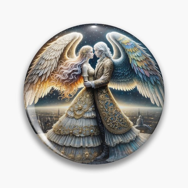 Item preview, Mystical Meeting of Winged Hearts Under the Stars designed and sold by KunstGeist.