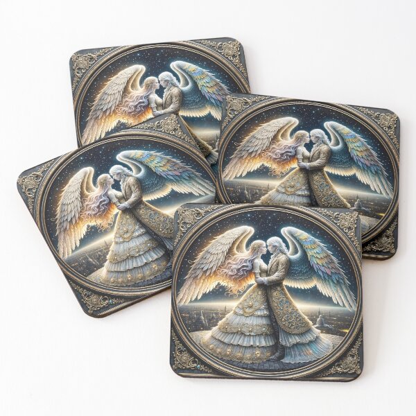 Item preview, Mystical Meeting of Winged Hearts Under the Stars designed and sold by KunstGeist.