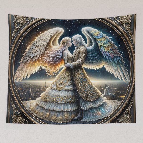 Item preview, Mystical Meeting of Winged Hearts Under the Stars designed and sold by KunstGeist.