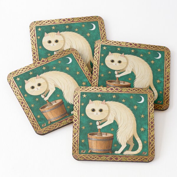 Item preview, Butter Churning Cat Medieval Art designed and sold by PictorialWhimsy.