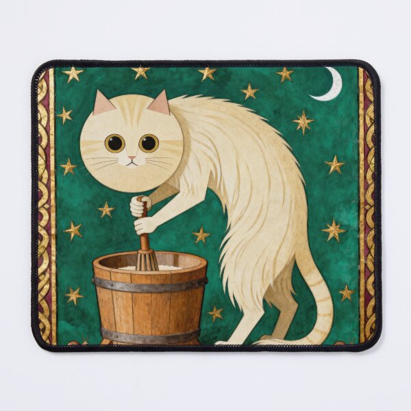 Item preview, Butter Churning Cat Medieval Art designed and sold by PictorialWhimsy.
