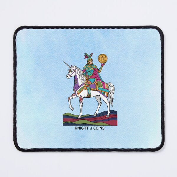 Item preview, Knight of Coins Tarot Card – Vibrant Unicorn Rider Illustration designed and sold by MysticOzzy.