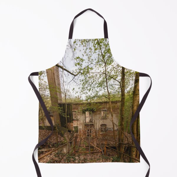 Item preview, Abandoned factory in the woods with a chimney – Lost Place industrial heritage & urban exploration photography designed and sold by MarkusUrbex.