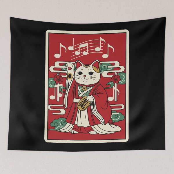 Item preview, Maneki Neko Lucky Cat Musician Kimono Japanese Traditional designed and sold by JordynLadukeg65.