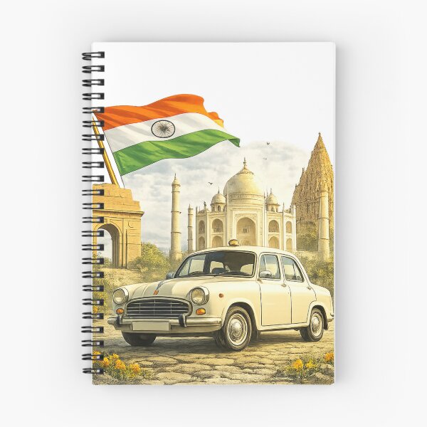 Item preview, Vintage Indian Ambassador Car Illustration designed and sold by Retro Arabica.