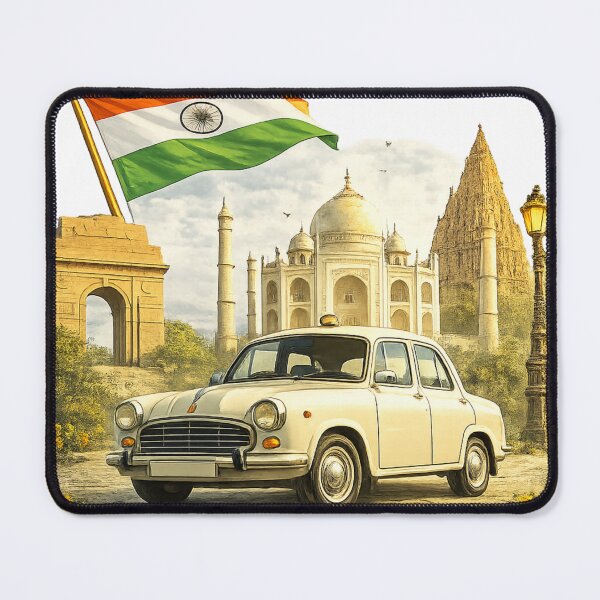 Item preview, Vintage Indian Ambassador Car Illustration designed and sold by Retro Arabica.