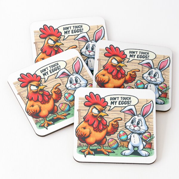 Item preview, Don’t Touch My Eggs! - Funny Easter Chicken vs Bunny designed and sold by Studio23:45.