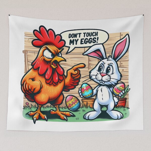 Item preview, Don’t Touch My Eggs! - Funny Easter Chicken vs Bunny designed and sold by Studio23:45.
