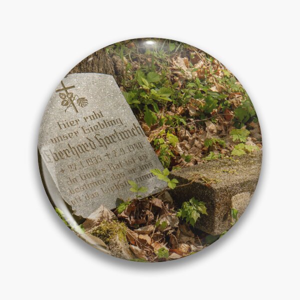 Item preview, Weathered gravestone in the woods – old cemetery & forgotten memory | Photographic art designed and sold by MarkusUrbex.