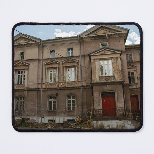 Item preview, Abandoned villa with a red door – historic facade in decay | Lost Place Architecture Photography designed and sold by MarkusUrbex.