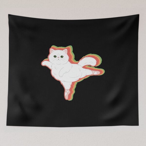 Item preview, Jumping White Cat Retro Rainbow Outline Cartoon Illustration designed and sold by JEFDodsonArt.