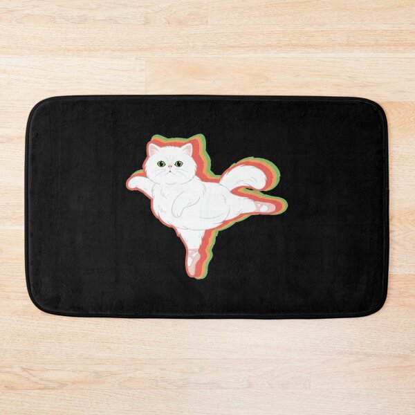 Item preview, Jumping White Cat Retro Rainbow Outline Cartoon Illustration designed and sold by JEFDodsonArt.