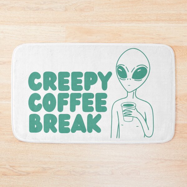 Item preview, Creepy Coffee Break - Funny Retro Alien Drinking Coffee designed and sold by Panda Creative Studio.