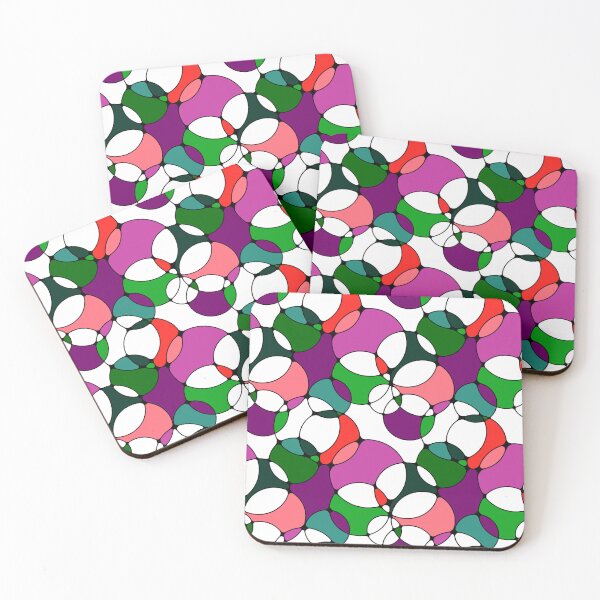 Item preview, Neurographic Joy Abstract Overlapping Shapes Coral Red Magenta Purple Green designed and sold by thecolorbirdie.
