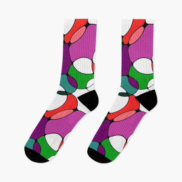 Item preview, Neurographic Joy Abstract Overlapping Shapes Coral Red Magenta Purple Green designed and sold by thecolorbirdie.