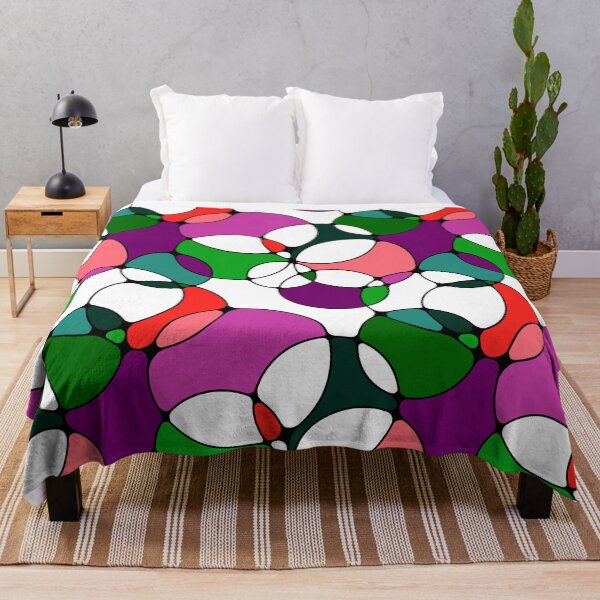Item preview, Neurographic Joy Abstract Overlapping Shapes Coral Red Magenta Purple Green designed and sold by thecolorbirdie.