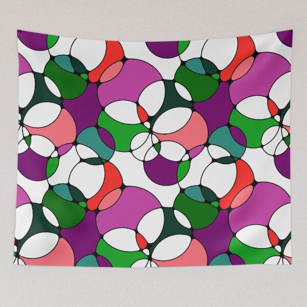 Item preview, Neurographic Joy Abstract Overlapping Shapes Coral Red Magenta Purple Green designed and sold by thecolorbirdie.