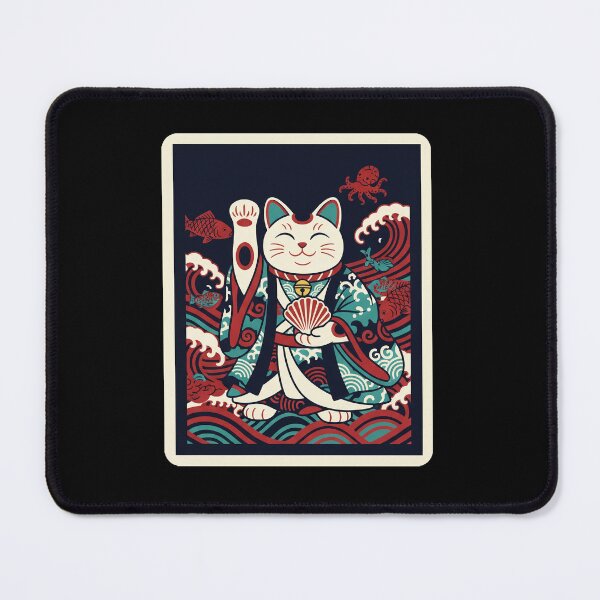 Item preview, Maneki Neko Lucky Cat Koi Fish Wave Japanese Traditional  designed and sold by JordynLadukeg65.