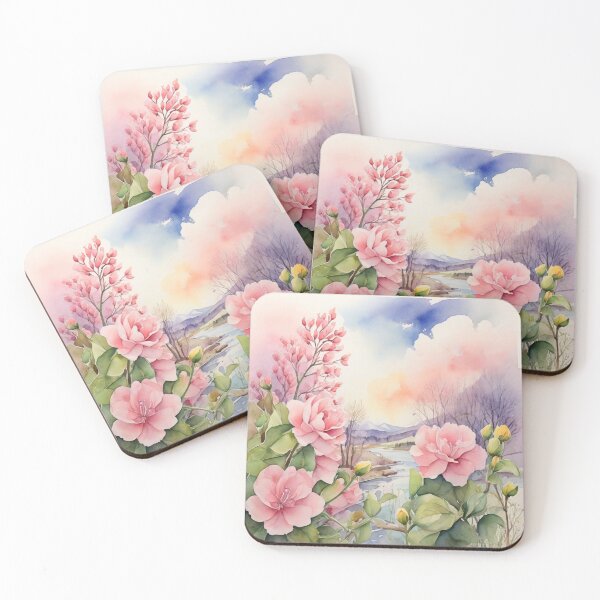 Item preview, Pink Spring Flowers Watercolor – Floral Wall Art for Home Decor designed and sold by sana designer.