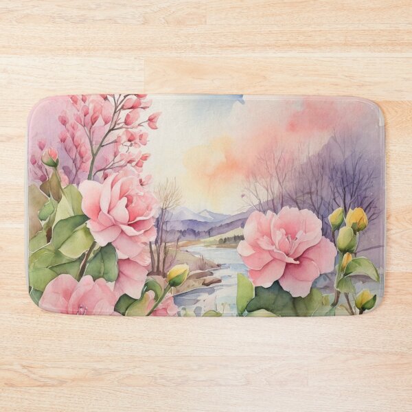 Item preview, Pink Spring Flowers Watercolor – Floral Wall Art for Home Decor designed and sold by sana designer.