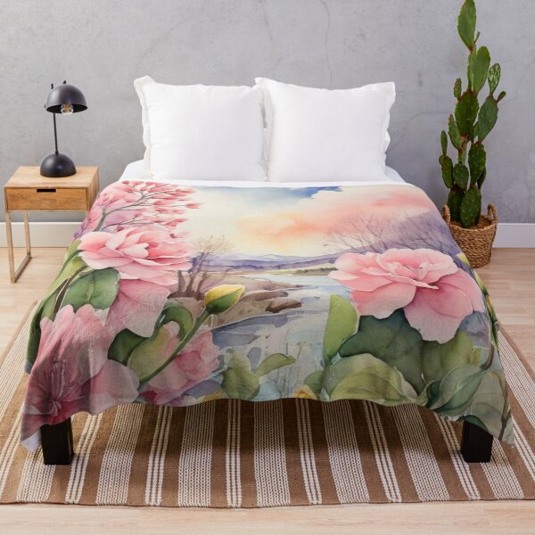 Item preview, Pink Spring Flowers Watercolor – Floral Wall Art for Home Decor designed and sold by sana designer.