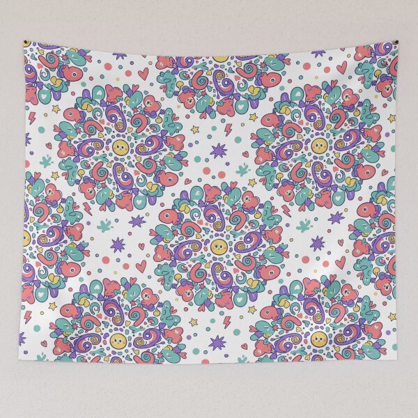 Item preview, Pastel Kawaii Doodle Swirl Pattern - Galactic Giggles Mandala designed and sold by IntrusiveMind210.