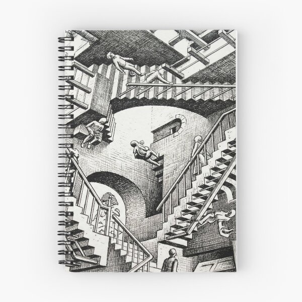 Item preview, Impossible Architecture Paradox - Escher Style Optical Illusion Black/White Stairs designed and sold by TheRichGallery.