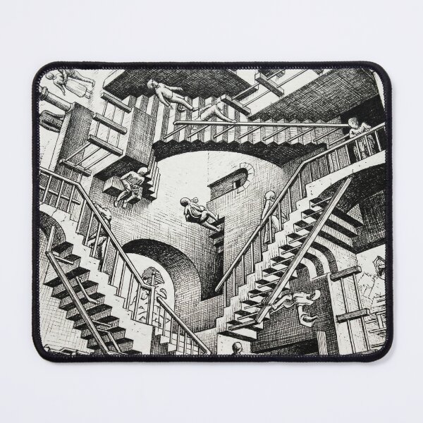 Item preview, Impossible Architecture Paradox - Escher Style Optical Illusion Black/White Stairs designed and sold by TheRichGallery.