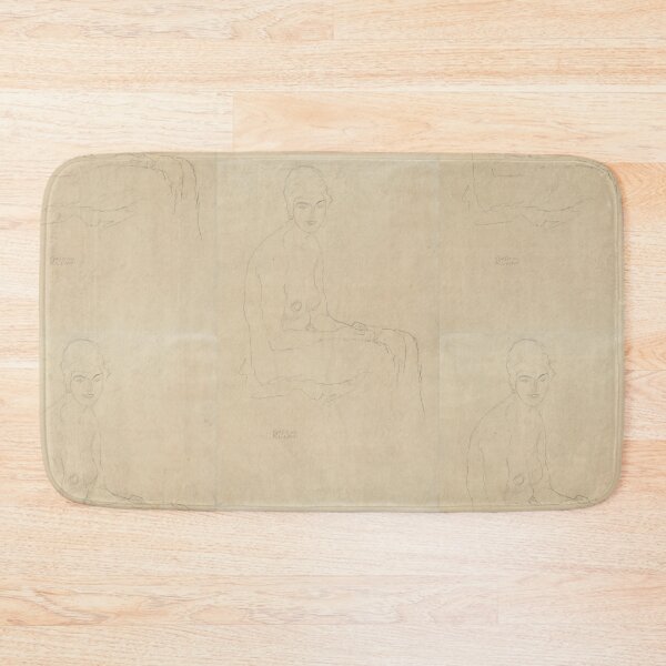 Item preview, Sitzender Akt Nach by Gustav Klimt: Minimal Nude Line Drawing Poster designed and sold by artofuniverse.