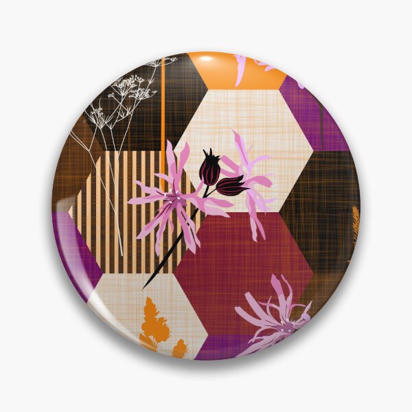 Item preview, ragged robin wildflower hexagons orange-purple designed and sold by kobyakov.