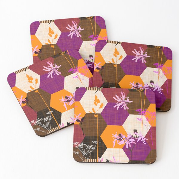 Item preview, ragged robin wildflower hexagons orange-purple designed and sold by kobyakov.