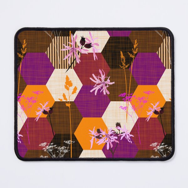 Item preview, ragged robin wildflower hexagons orange-purple designed and sold by kobyakov.