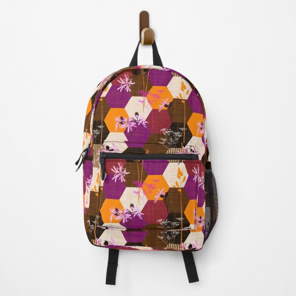 Item preview, ragged robin wildflower hexagons orange-purple designed and sold by kobyakov.