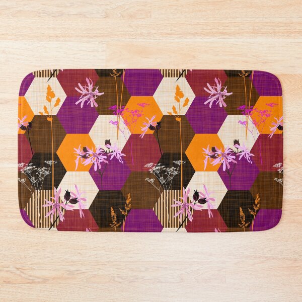 Item preview, ragged robin wildflower hexagons orange-purple designed and sold by kobyakov.