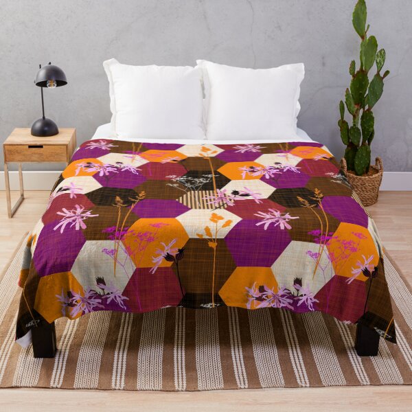 Item preview, ragged robin wildflower hexagons orange-purple designed and sold by kobyakov.