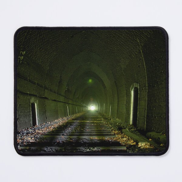 Item preview, Abandoned railway tunnel with light at the end – Lost Place Underground & Tracks | Urbex Photography designed and sold by MarkusUrbex.