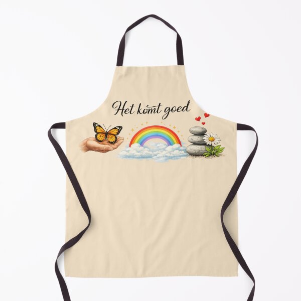 Item preview, Het komt goed – rustgevende AI illustratie met regenboog, vlinder en stenen designed and sold by Cleora Visuals.