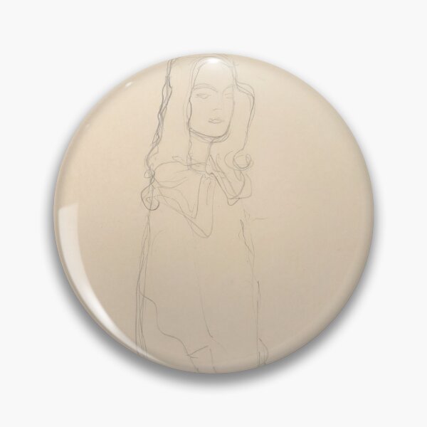 Item preview, Standing Girl in Coat Study for the Portrait Mäda Primavesi by Gustav Klimt: Minimalist Line Art Poster designed and sold by artofuniverse.