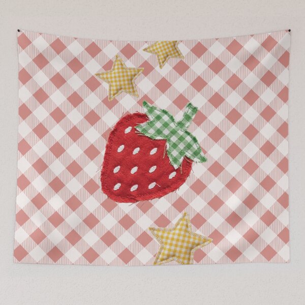 Item preview, Gingham Check Crafted Strawberry With Stars  designed and sold by AnimaliaStar.