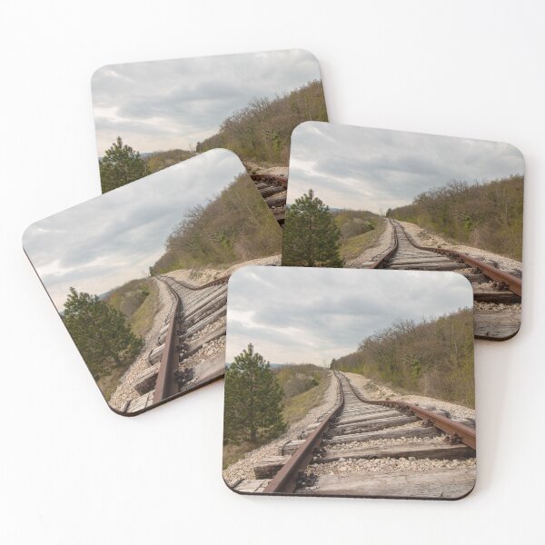 Item preview, Drunken Railroad – Wavy railway tracks in a dramatic landscape | Railway Photography designed and sold by MarkusUrbex.