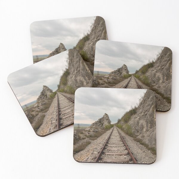 Item preview, Drunken Railway – Straight tracks through a rocky pass & valley views | Scenic Railroad Photography designed and sold by MarkusUrbex.
