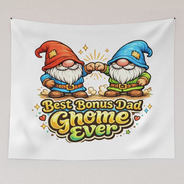 Item preview, Best Bonus Dad Gnome Ever – Two Gnomes Fist Bump Illustration designed and sold by Moriarty's Digital Visions.