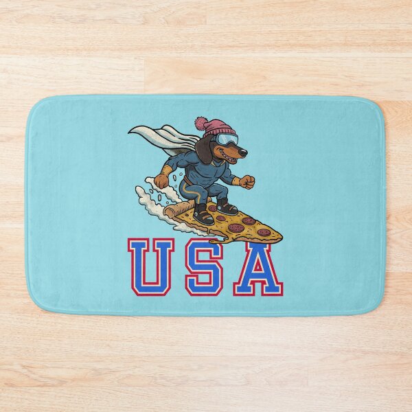 Item preview, Winter Pizza Rider – Alpine Dachshund Snowboarder designed and sold by CARPIO Creations.