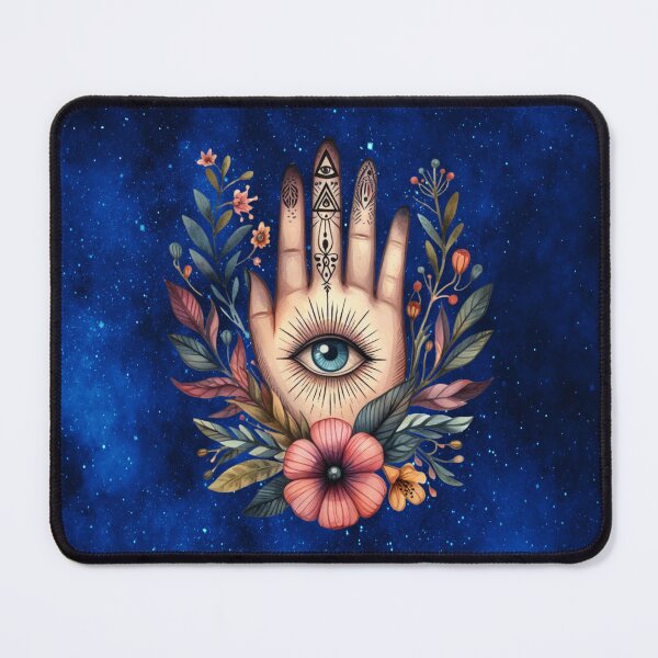 Item preview, Cosmic Hamsa Hand – Third Eye Protection Art designed and sold by MysticOzzy.